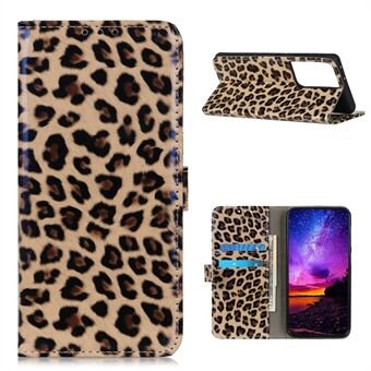 Leopard Pattern Leather Shell for Samsung Galaxy S21 Ultra 5G Wallet Phone Case