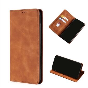 Silky Touch Auto-absorbed Wallet Leather Stand Case for Samsung Galaxy S21 Ultra 5G