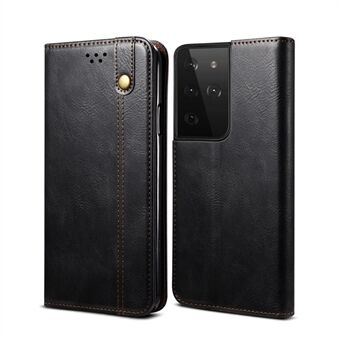 Waxy Crazy Horse Texture TPU + PU Leather Case Cover for Samsung Galaxy S21 Ultra 5G