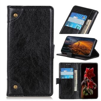 Wallet Stand Nappa Texture Cell Phone Leather Case for Samsung Galaxy S21 Ultra 5G - Black