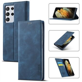 LC.IMEEKE Strong Magnetic Auto-absorbed Business Style Leather Phone Shell for Samsung Galaxy S21 Ultra 5G