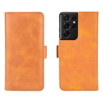 Dual Magnetic Clasp Leather Folio Flip Phone Cover Leather Case for Samsung Galaxy S21 Ultra 5G