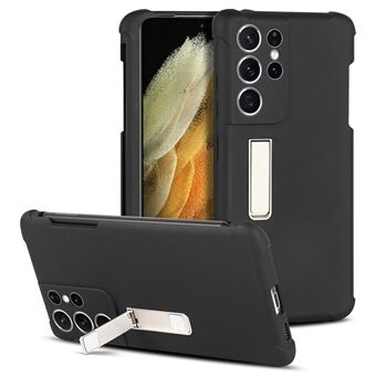 For Samsung Galaxy S21 Ultra 5G Anti-scratch Matte Soft TPU Cell Phone Case Cover with Kickstand and Pen Holder