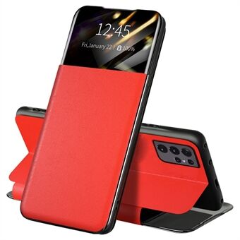 For Samsung Galaxy S21 Ultra 5G Card Holder Stand PU Leather Protective Case View Window Phone Cover