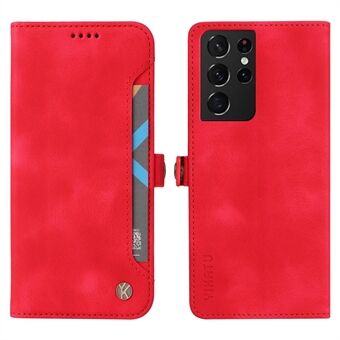 YIKATU YK-002 For Samsung Galaxy S30 Ultra 5G / S21 Ultra 5G Outer Card Slot Design Skin-touch Feeling PU Leather Wallet Stand Shell Phone Case