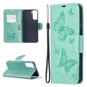 Imprint Butterflies Pattern Wallet Stand Leather Phone Cover for Samsung Galaxy S21+ 5G