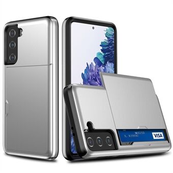 Slide Card Holder PC + TPU Hybrid Back Phone Case for Samsung Galaxy S21+ 5G