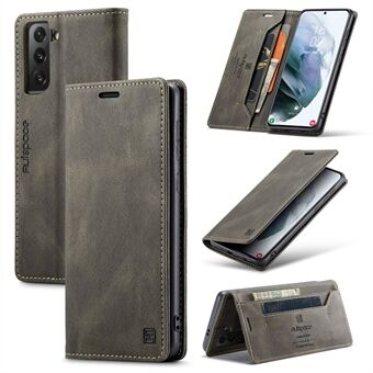 AUTSPACE A01 Series Retro Style Matte Stand Wallet Leather Case for Samsung Galaxy S21+ 5G