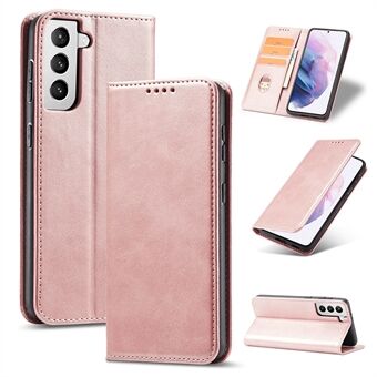 Auto-absorbed Leather Wallet Stand Cell Phone Protective Case for Samsung Galaxy S21+ 5G