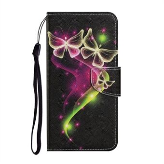 Pattern Printing TPU + PU Leather Wallet Stand Phone Case with Lanyard for Samsung Galaxy S21+ 5G