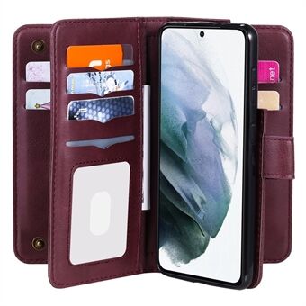 Full-Protection 10 Card Slots Mobile Phone Leather Wallet Shell Case for Samsung Galaxy S21+ 5G/S30+ 5G