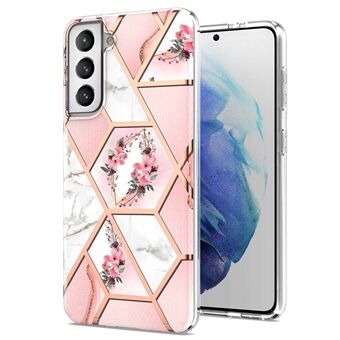 Soft TPU 2.0mm IMD IML Electroplating Marble Phone Case with Flower Pattern for Samsung Galaxy S21+ 5G
