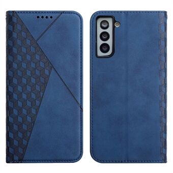 Auto-absorbed Skin-touch Rhombus Imprint Full-Protection Leather Stand Wallet Phone Cover Shell for Samsung Galaxy S21+ 5G