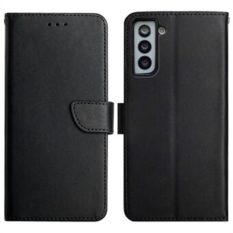Nappa Texture Flip Cover Genuine Leather Wallet Stand Good Protective Phone Case for Samsung Galaxy S21+ 5G