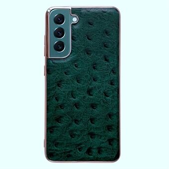 Weilai Series Phone Case for Samsung Galaxy S21+ 5G, Ostrich Texture Nano Electroplating PC+TPU+Genuine Cowhide Leather Phone Cover