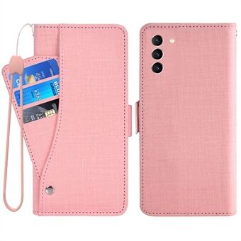 For Samsung Galaxy S21+ 5G Jean Cloth Texture Stand Wallet Case PU Leather + TPU Phone Cover with Rotating Card Slot
