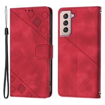 PT005 YB Imprinting Series-6 For Samsung Galaxy S21+ 5G PU Leather Stand Cell Phone Case Skin Touch Drop-proof Wallet Cover