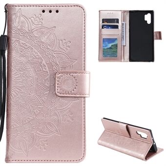 Imprinted Mandala Flower Wallet Stand Function Leather Case with Strap for Samsung Galaxy A32 5G