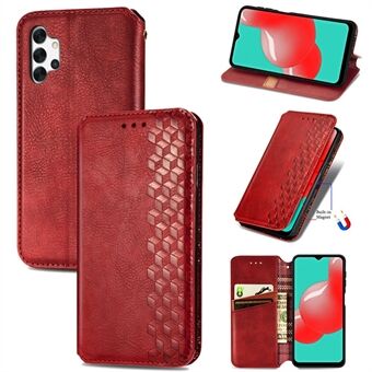 Fashionable Auto-absorbed Rhombus Texture PU Leather Wallet Phone Cover for Samsung Galaxy A32 5G/M32 5G