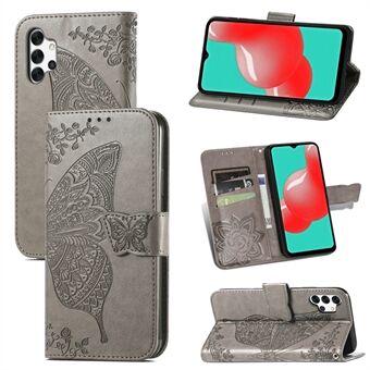 Imprint Big Butterfly Leather Wallet Phone Shell for Samsung Galaxy A32 5G/M32 5G