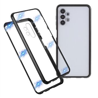 Metal Frame+Double Side [Magnetic Lock Installation] Tempered Glass Phone Case for Samsung Galaxy A32 5G
