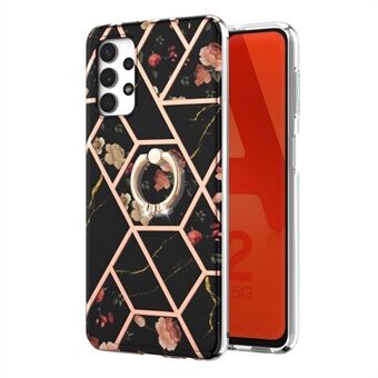 Marble Pattern IMD Design TPU Phone Cover Case with Finger Ring Kickstand for Samsung Galaxy A32 5G / M32 5G