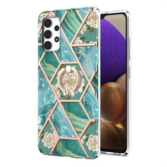 Durable Anti-Yellow IMD Lightweight Marble Pattern Flexible Bumper TPU Phone Case with Ring Kickstand for Samsung Galaxy A32 5G / M32 5G