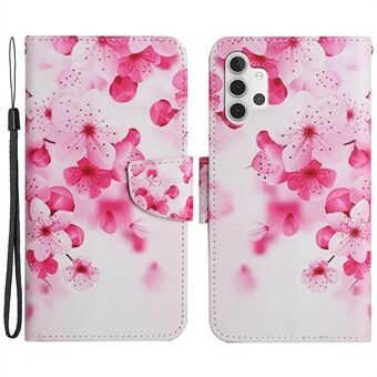 Pattern Printing All-round Protection Wallet Stand Leather Phone Case Shell with Strap for Samsung Galaxy A32 5G / M32 5G