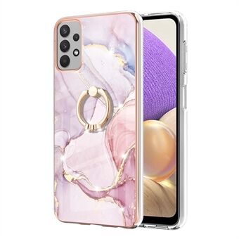 Smooth Touch Feeling Electroplating Soft TPU Cover IML IMD Marble Pattern Phone Case with Kickstand for Samsung Galaxy A32 5G / M32 5G