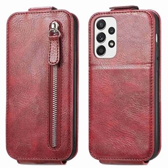 For Samsung Galaxy A32 5G/M32 5G Anti-fall Outer Zipper Wallet Phone Cover Vertical Flip Anti-scratch PU Leather Viewing Stand Case