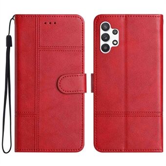 For Samsung Galaxy A32 5G / M32 5G Anti-scratch Cowhide Texture Business Style PU Leather Sewing Line Decor Wallet Stand Phone Case