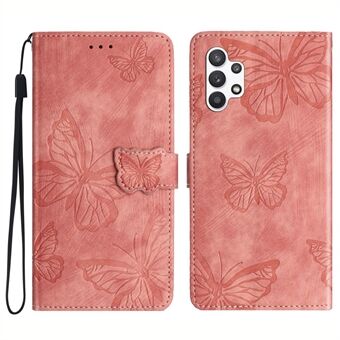 For Samsung Galaxy A32 5G / M32 5G Skin-touch PU Leather Wallet Case Butterfly Imprinted Phone Cover with Stand