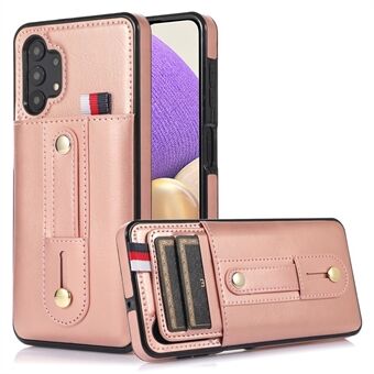 For Samsung Galaxy A32 5G / M32 5G Kickstand Card Holder Case Retro PU Leather Coated TPU Phone Cover