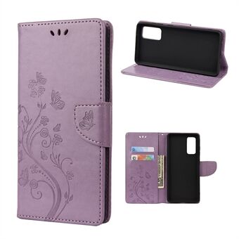 Imprint Butterflies Wallet Stand Flip Leather Case Smartphone Cover Shell for Samsung Galaxy A52 4G/5G / A52s 5G