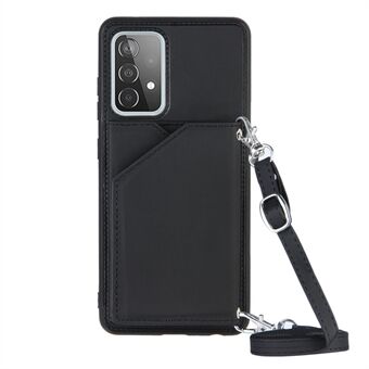 Smooth Leather Card Holder Design Phone Stand Case with Shoulder Strap for Samsung Galaxy A52 4G/5G / A52s 5G / A52s 5G
