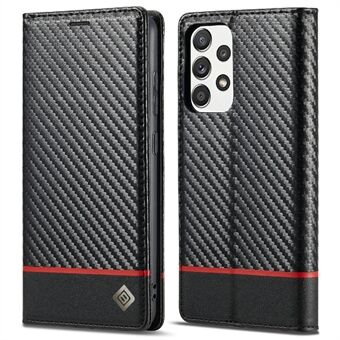 LC.IMEEKE Well-Protected Leather Case Carbon Fiber Pattern Phone Cover with Wallet for Samsung Galaxy A52 4G/5G / A52s 5G