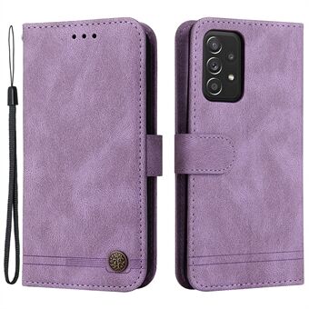 Tree Pattern Metal Button Flip Phone Case PU Leather Wallet Stand Cover for Samsung Galaxy A52 5G/4G/A52s 5G