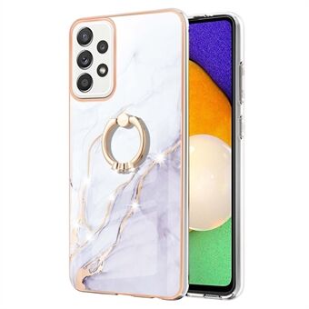 Anti-Yellowing IML IMD Marble Pattern Flexible TPU Cover Electroplating Phone Case with Kickstand for Samsung Galaxy A52 4G/5G/A52s 5G