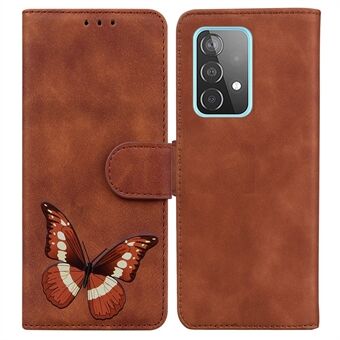 Skin-touch Big Butterfly Printing Phone Shockproof Anti-drop Cover PU Leather Case with Wallet Stand for Samsung Galaxy A52 5G/A52 4G/A52s 5G