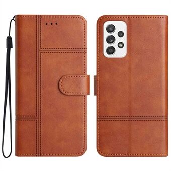 For Samsung Galaxy A52s 5G / A52 5G / A52 4G Cowhide Texture Business Leather Sewing Line Decor Wallet Stand Case Phone Shell