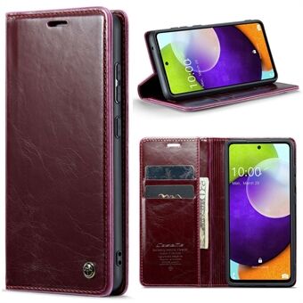 CASEME 003 Series For Samsung Galaxy A52 4G / 5G / A52s 5G Waxy Texture Stand Case Full Protection PU Leather Phone Wallet Cover