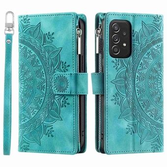 Zipper Pocket Wallet Case for Samsung Galaxy A52 4G / 5G / A52s 5G, Collision-proof Mandala Flower Imprinted PU Leather Stand Cover with Multiple Card Slots