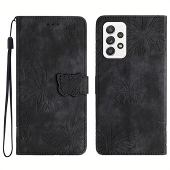 For Samsung Galaxy A52 4G / 5G / A52s 5G Anti-Fall Wallet Phone Case Butterfly Imprinted Skin-Touch Leather Phone Cover