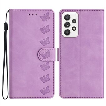For Samsung Galaxy A52 5G / A52 4G / A52s 5G Drop-proof Butterfly Imprinted Shell Leather Wallet Stand Phone Case