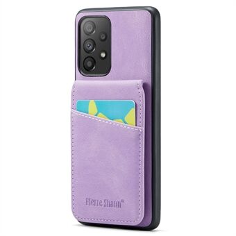 FIERRE SHANN For Samsung Galaxy A52 4G / 5G / A52s 5G PU Leather+TPU Kickstand Shell RFID Blocking Card Holder Phone Case