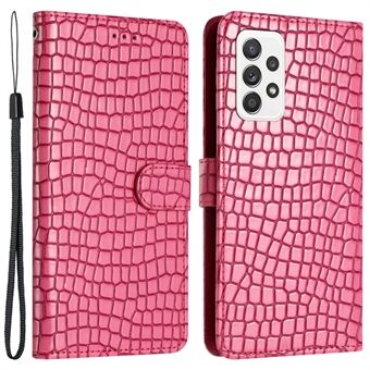 Crocodile Texture Phone Case for Samsung Galaxy A52 4G / 5G / A52s 5G Leather Cover Stand Wallet with Hand Strap