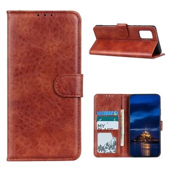 Crazy Horse Texture Leather Shell Wallet Stand Phone Covering for Samsung Galaxy A02s (EU Version)