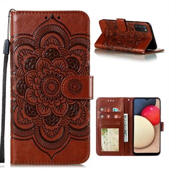 Imprint Mandala Flower Stand Leather Shell for Samsung Galaxy A02s (EU Version) Case