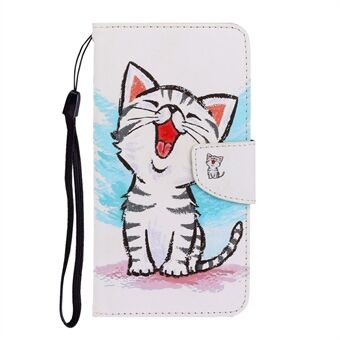 Pattern Printing TPU + PU Leather Wallet Stand Phone Case with Lanyard for Samsung Galaxy A02s (EU Version)