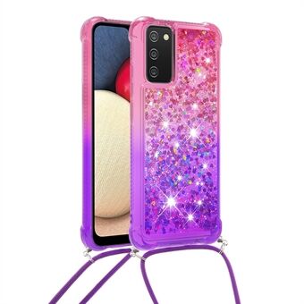 Shockproof Gradient Quicksand with Hanging Rope for Samsung Galaxy A02s (EU Version) / Galaxy A02s (US Version)